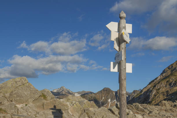 Poland, Tatra mountains, Signpost Poland, Tatra mountains, Signpost at Kondracka Przecz, overcast sky trailblazing stock pictures, royalty-free photos & images