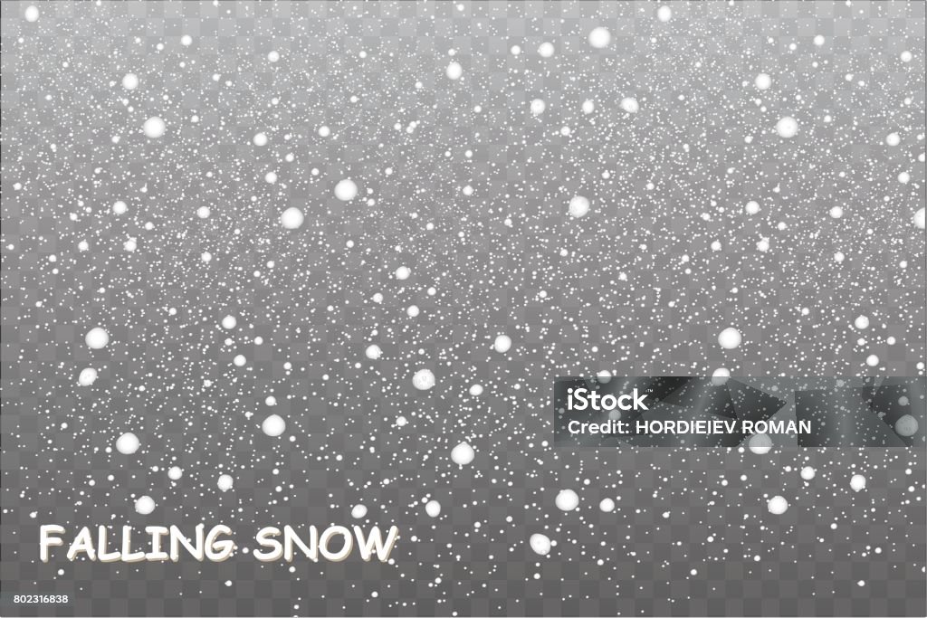 Stock vector illustration falling snow. Snowflakes, snowfall. Transparent background. Fall of snow Stock vector illustration falling snow. Snowflakes, snowfall. Transparent background. Fall of snow. EPS 10 Snowing stock vector