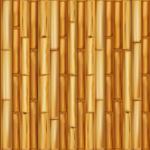 Vector illustration of Realistic wooden bamboo background. Seamless pattern Vector