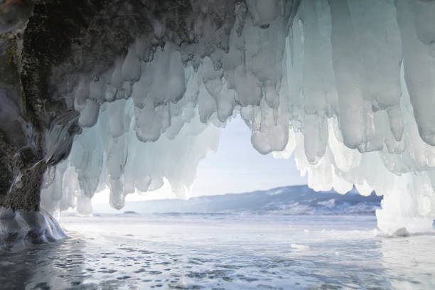istock ice cave, Lake Baikal, Oltrek island. Winter 802326152