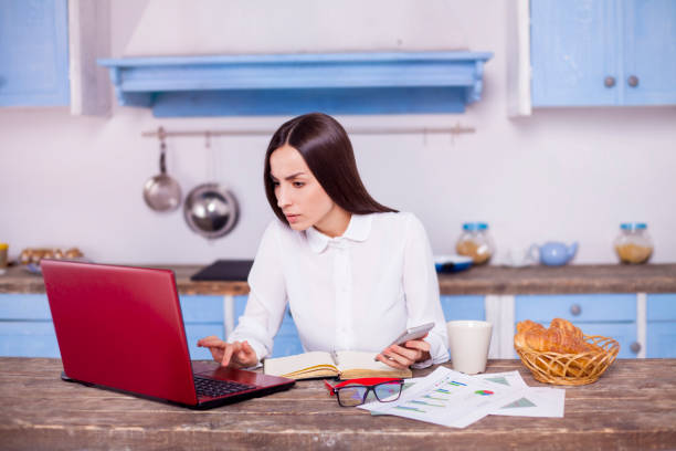 istock businesswoman working at home 802326204