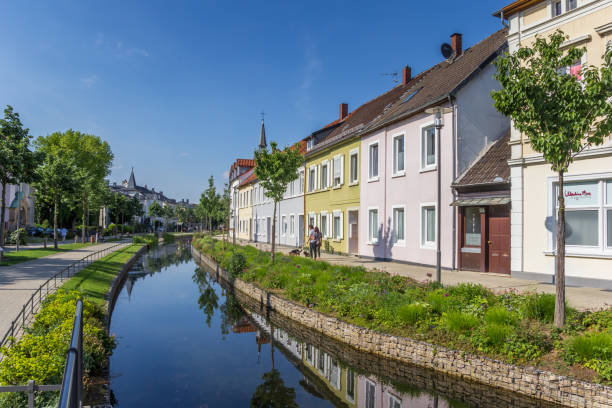 Colorful canal in the historic center of Detmold, Germany Detmold, Germany - May 22, 2017: Colorful canal in the historic center of Detmold, Germany detmold stock pictures, royalty-free photos & images