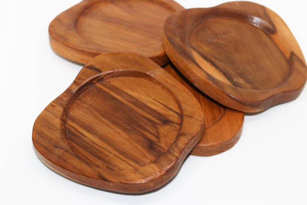 istock Wooden coasters for glass isolated on white baclground 802344858