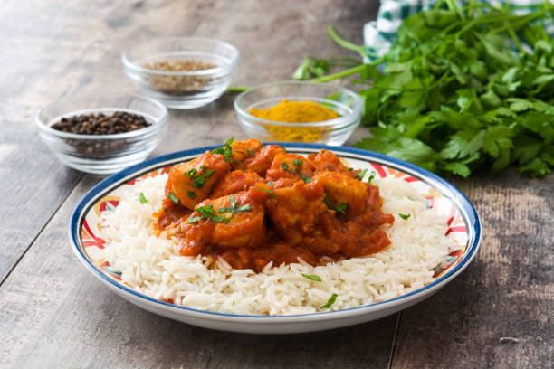 istock Chicken tikka masala with rice 802345742