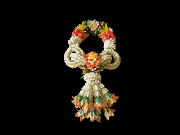 istock Thai Style Garland Flower on Black Background 802362904