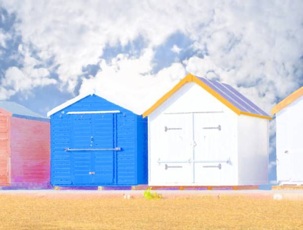 istock beach hut double exposure with camera painting effect 802363012