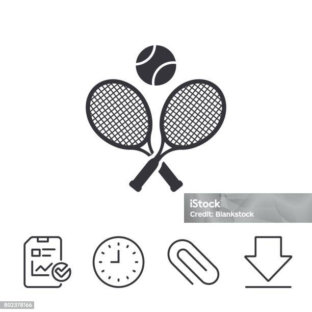 Tennis Rackets With Ball Sign Icon Sport Symbol Stock Illustration - Download Image Now - Data, Tennis, Analyzing