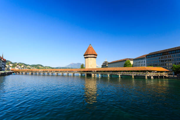 istock View at the Chapel bridge over Reuss river in Luzern (Lucerne). 802382260