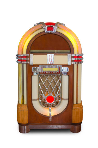 istock Real vintage jukebox retro music player isolated on white background 802396114