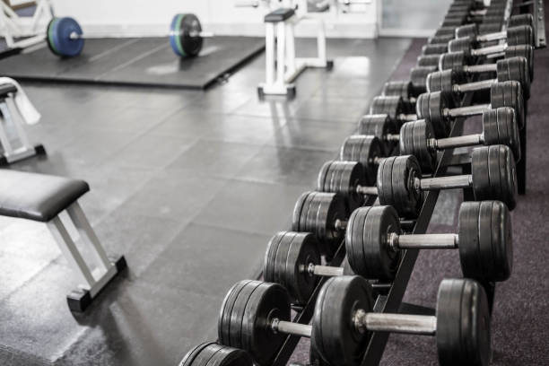 istock Close up of some Dumbbells 802403490