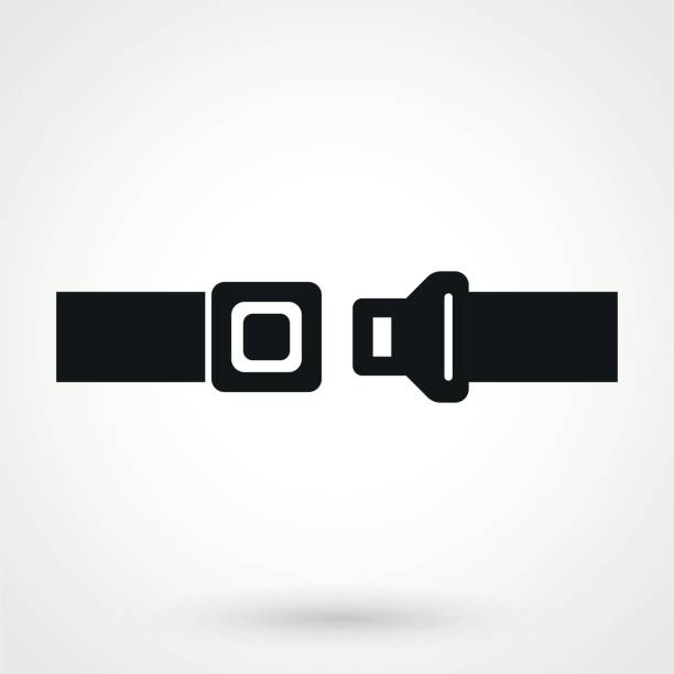 ilustraciones, imágenes clip art, dibujos animados e iconos de stock de icono de cinturón de seguridad en un estilo sencillo - garlopa