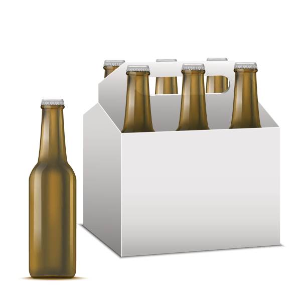 realistische detaillierte bier sixpack alkoholisches getränk. vektor - sechserpack stock-grafiken, -clipart, -cartoons und -symbole