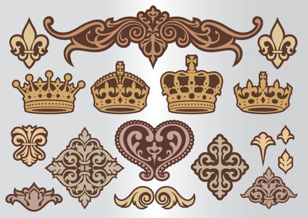 ilustrações de stock, clip art, desenhos animados e ícones de decoration crown ornament , vector - real estate