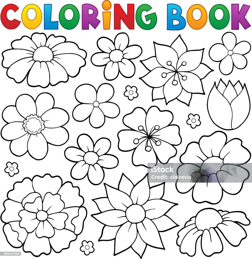 색칠 공부 책 꽃 주제 1 개화기에 대한 스톡 벡터 아트 및 기타 이미지 - 개화기, 계절, 꽃 나무 - Istock