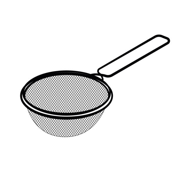 illustrations, cliparts, dessins animés et icônes de dessin au trait du tamis-ligne simple vecteur - colander