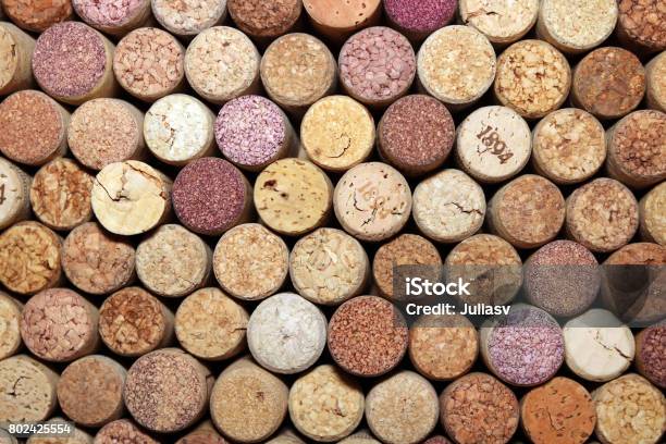 Collection Of Used Wine Corks From Different Varieties Of Wine Stock Photo - Download Image Now