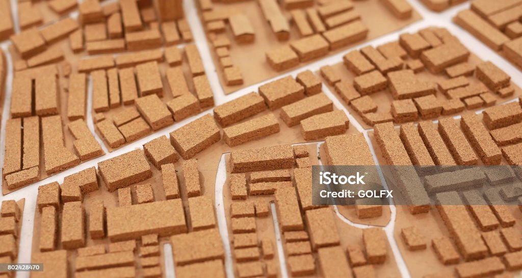 architecture small city model dummy made from cork. Architect Stock Photo