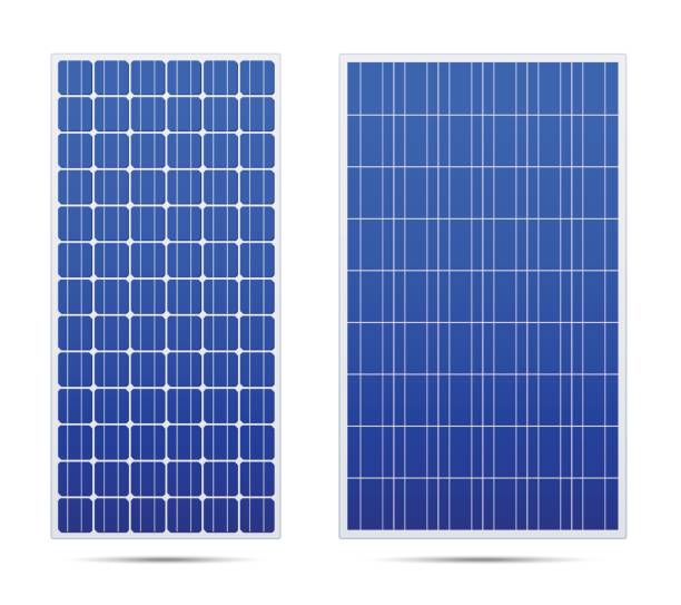 illustrazioni stock, clip art, cartoni animati e icone di tendenza di insieme di pannelli vettoriali solari - fotovoltaico
