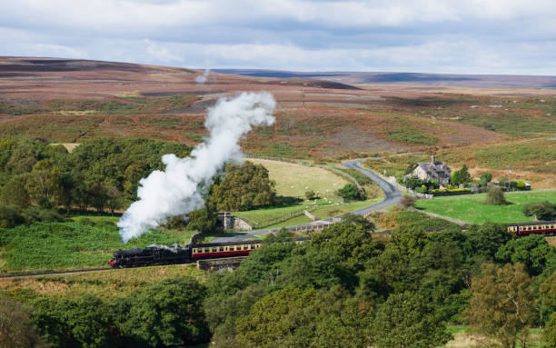 istock Vintage steam train in North York Moors, Yorkshire, UK. 802449060