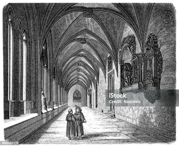 Cloister In Mainz Cathedral Germany Stock Illustration - Download Image Now - Mainz, Baroque Style, Bishop - Clergy