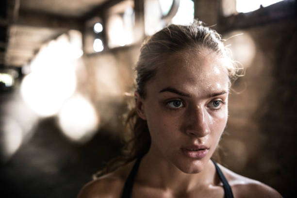 istock Portrait of an athlete with lens flares 802464268