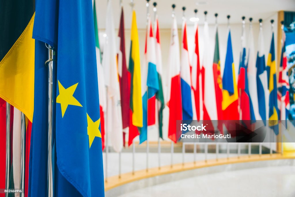 Europäische flags - Lizenzfrei Europäisches Parlament Stock-Foto