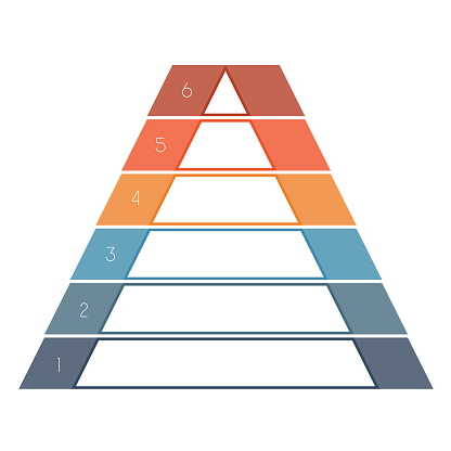 Numbered template Infographics colorful pyramid for text area six positions