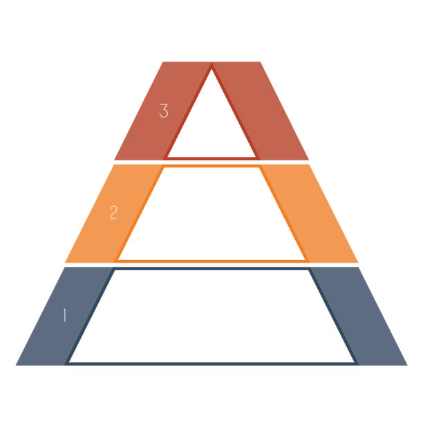 ponumerowany szablon infografiki kolorowa piramida dla obszaru tekstowego - out numbered zdjęcia i obrazy z banku zdjęć