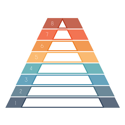 Numbered template Infographics colorful pyramid for text area eight positions