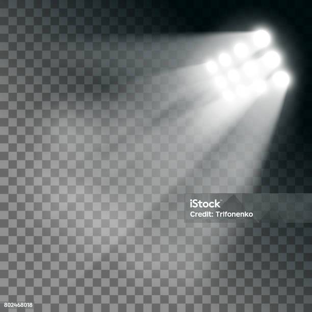 Stadium Lights Effect On A Transparent Background Stock Illustration - Download Image Now - Floodlight, Stadium, Soccer
