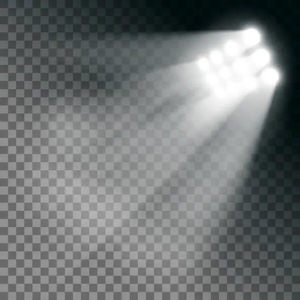 Vector illustration of Stadium lights effect on a transparent background.