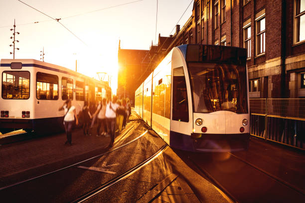 istock Night ride by tram in Amsterdam 802476904