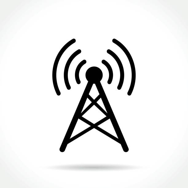 ilustraciones, imágenes clip art, dibujos animados e iconos de stock de icono de la antena sobre fondo blanco - gsm tower