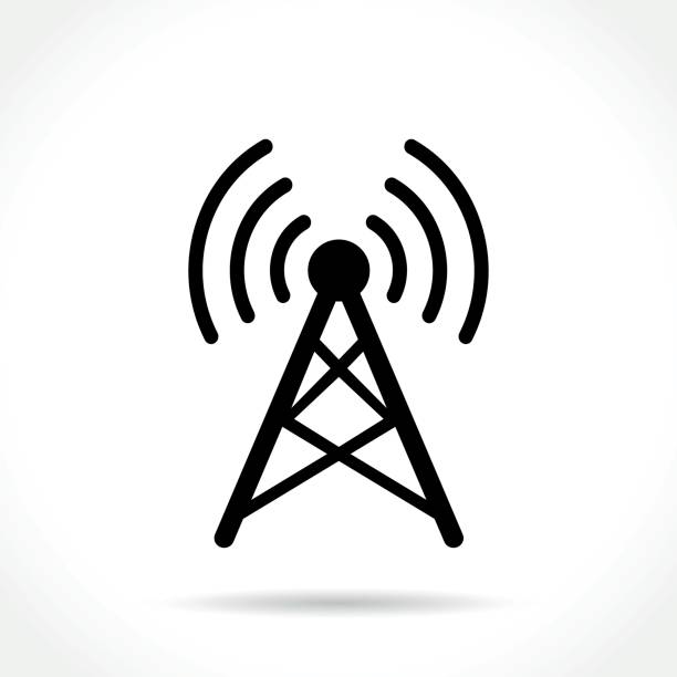 значок антенны на белом фоне - radio stock illustrations