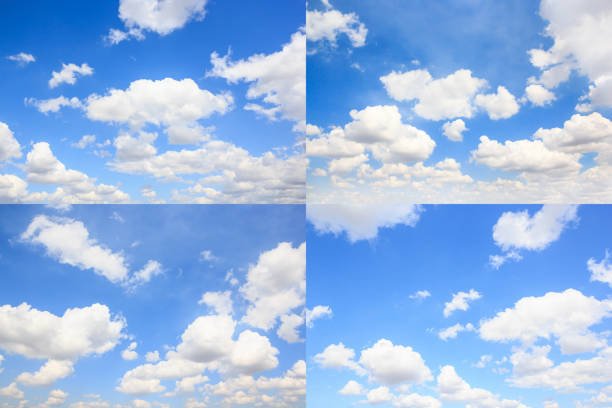 Collection of clouds with blue sky natural background.