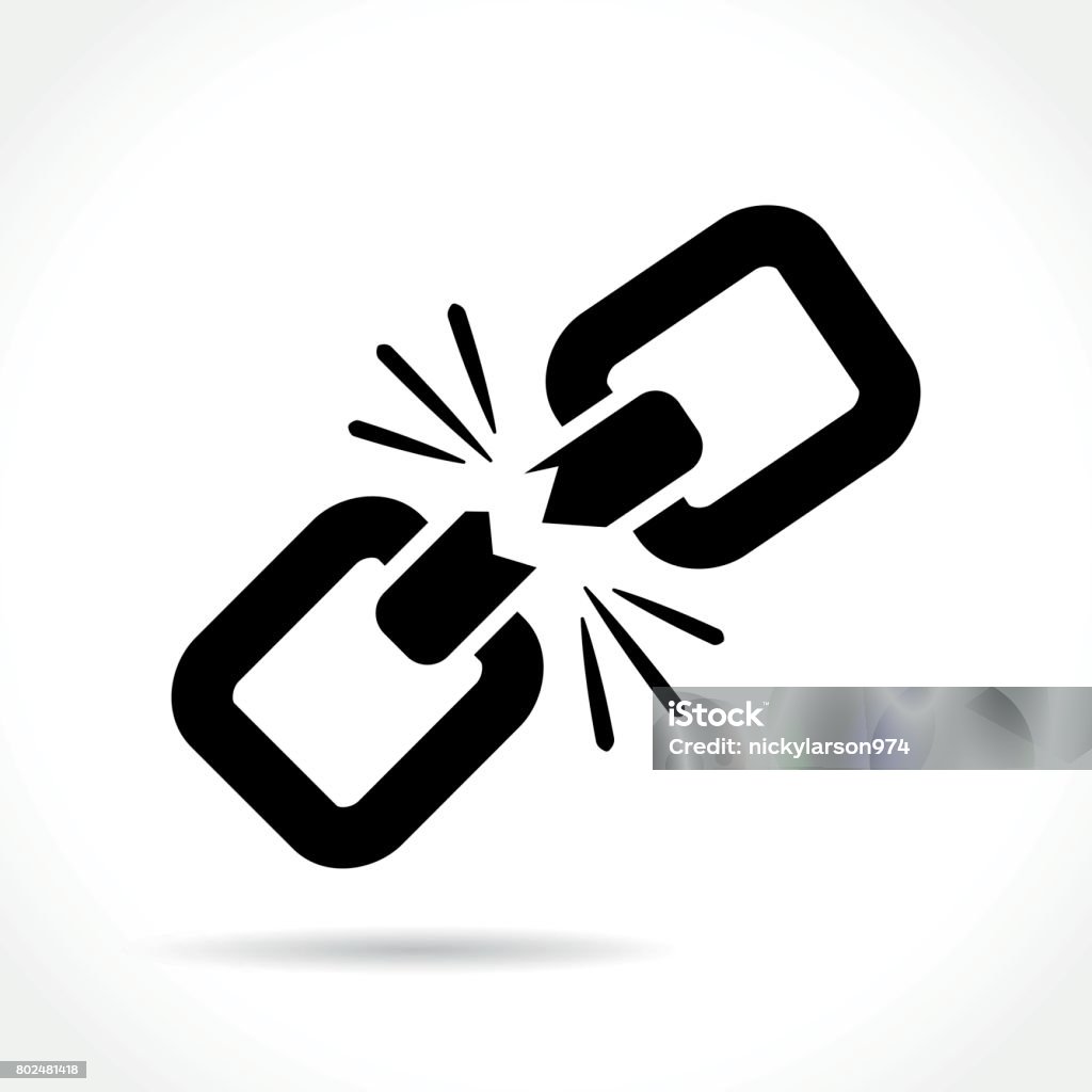 broken chain icon Illustration of broken chain icon on white background Icon Symbol stock vector