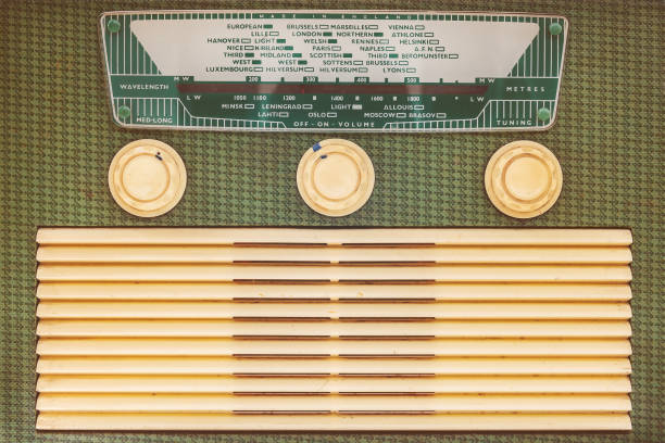 istock Front of a vintage plastic radio 802496296