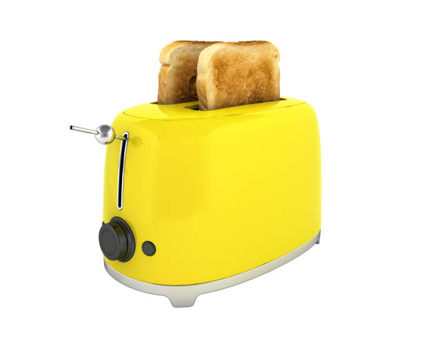 istock Toaster with toasted bread without shadow on white background Kitchen equipment Close up 3d 802510968