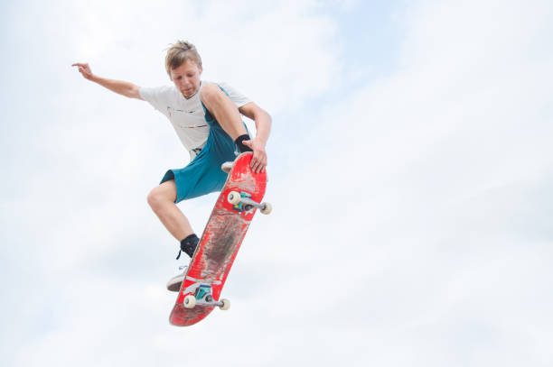 istock Young skateboarder in a jump 802522508