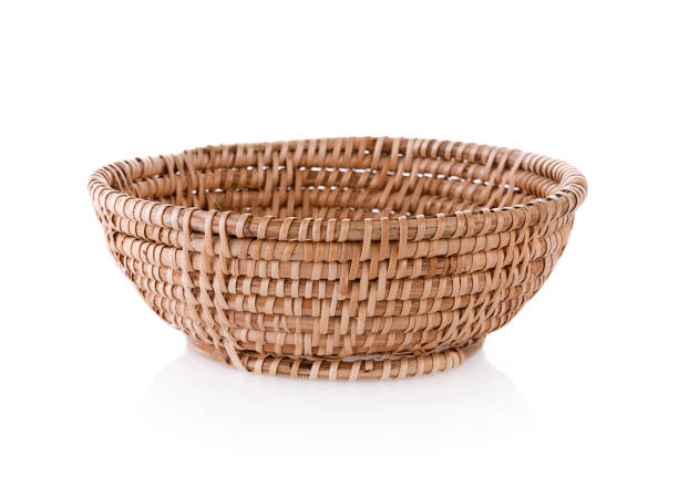 istock vintage weave wicker basket isolated on white background 802535506