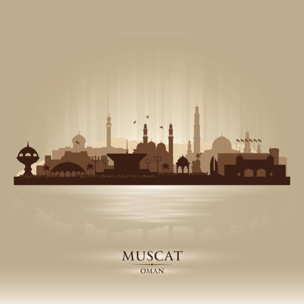 sylwetka panoramy miasta muscat oman - oman stock illustrations