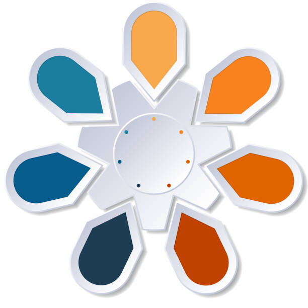 istock Infographic 7 Points arranged in circle gear on white background 802545680