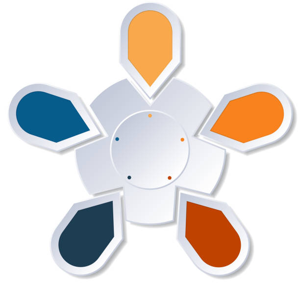 Infographic 5 Points arranged in circle gear on white background