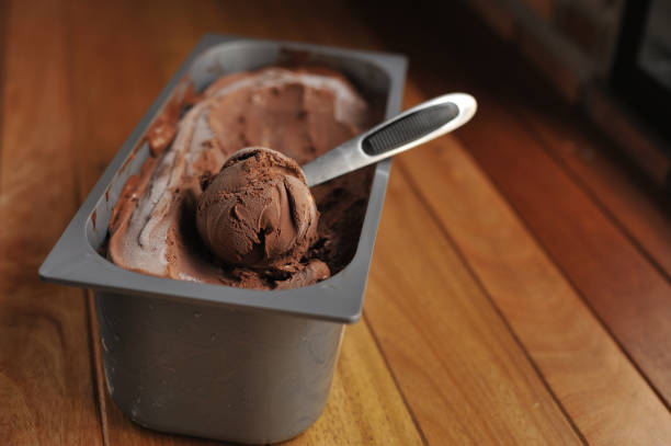 istock Homemade Chocolate ice cream scoop 802546220