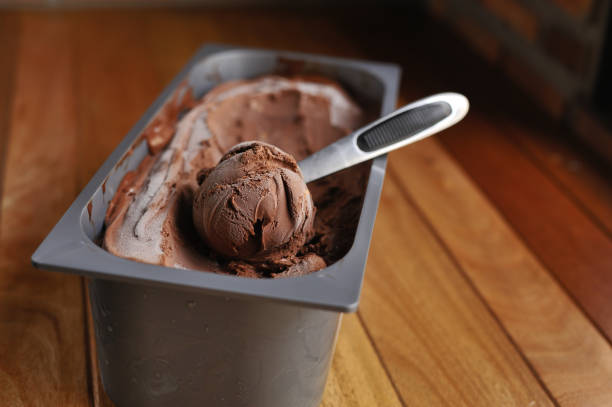 Homemade Chocolate ice cream scoop stock photo