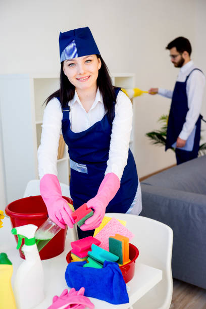 istock Cleaning service with professional equipment 802573162