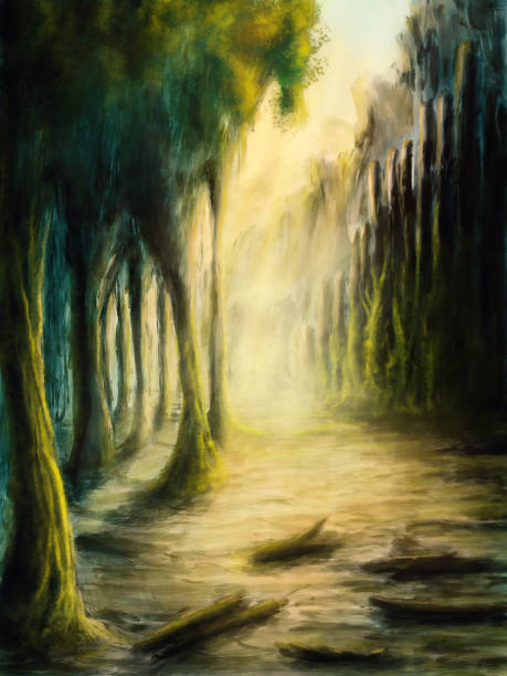 istock Forgotten World, fantasy forest scene - Digital Painting 802573866