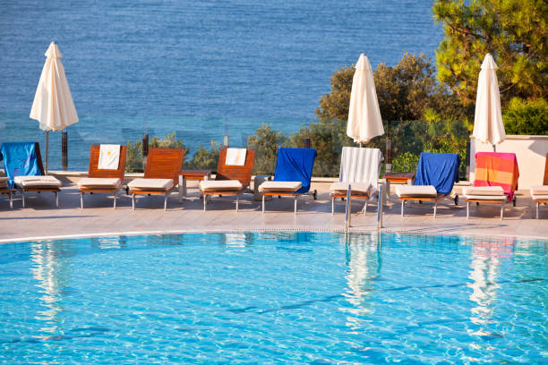 istock Swimming pool on a sunny day 802581794