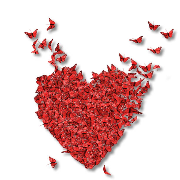 сердце из красных бабочек - valentines day teenager passion romance стоковые фото и изображения