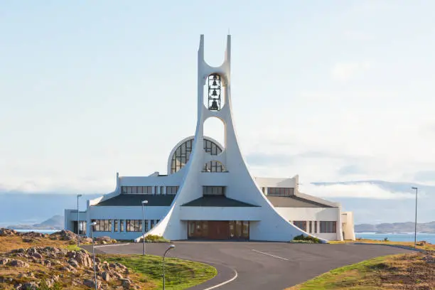 Modern Iceland Church in Stykkisholmur